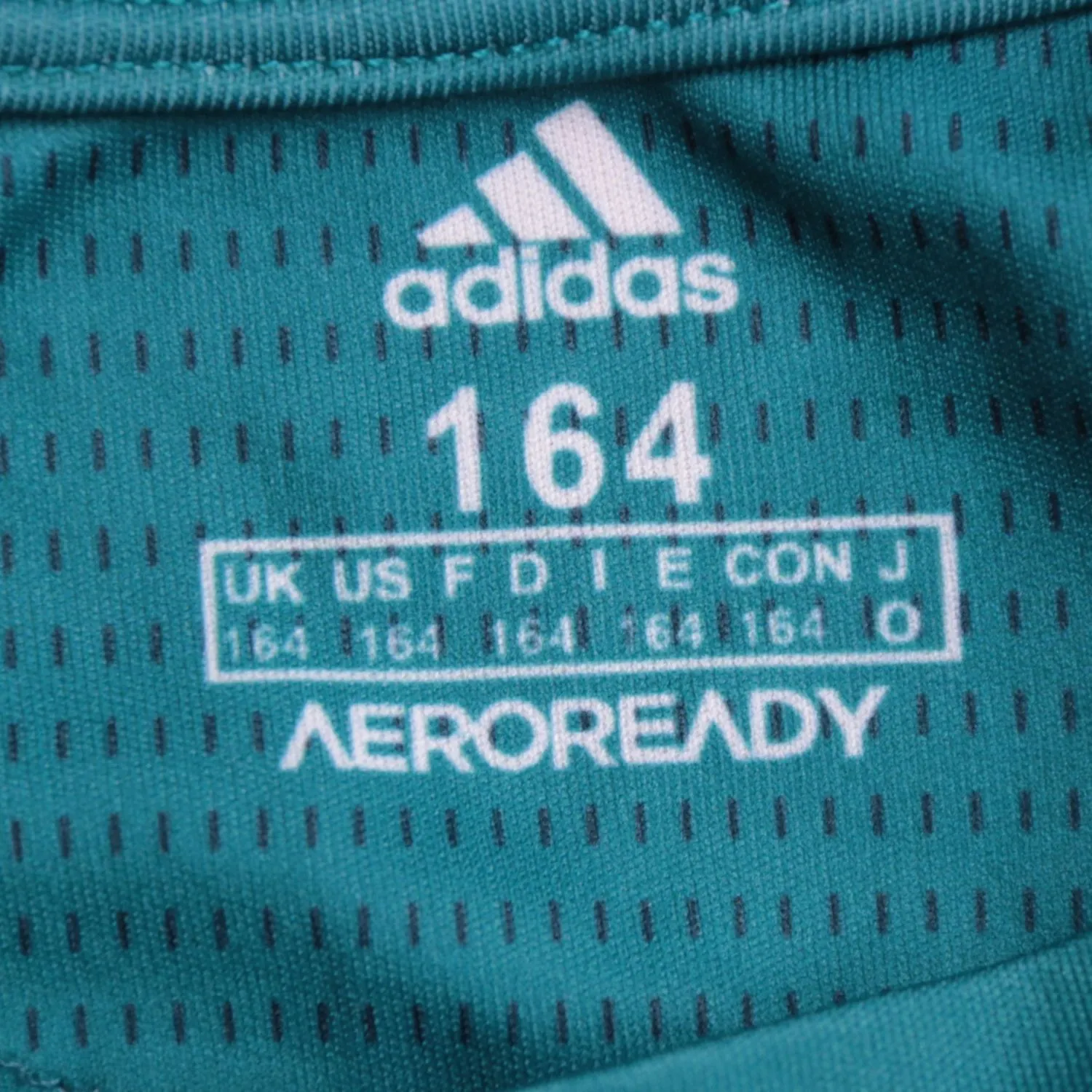 Бирюзовая футбольная футболка adidas с эмблемой клуба, размер 164 см (14 лет)